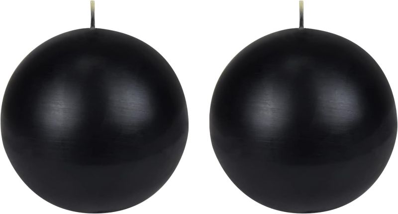 Photo 1 of 2-Piece Ball Candles, 4-Inch, Black, citronella scent