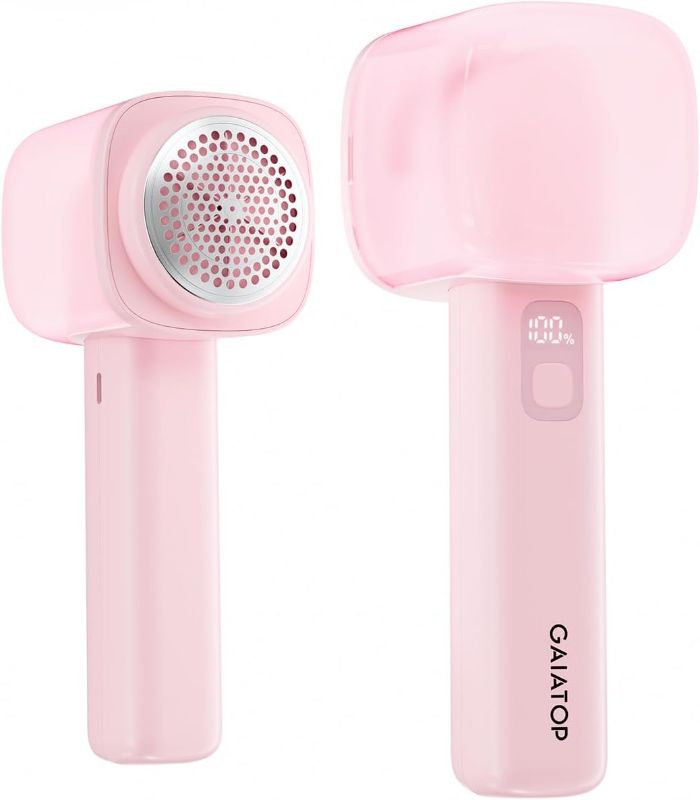 Photo 1 of GAIATOP Fabric Shaver, Rechargeable Lint Remover with LED Display and 6-Leaf Blades, 3-Speed Electric Lint Shaver for Removing Fuzz and Pill from Clothes/Sweater/Furniture/Couch/Blanket, Pink