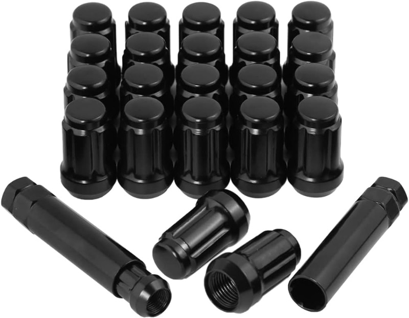 Photo 1 of 1/2-20 Acorn Lug Nuts 1/2x20 Lug Nuts Black Set of 23 pcs 6 Spline Lug Nuts 1.38" Long Closed End Aftermarket Wheel Lug Nut Fit for 1987-2018 Jeep Wrangler,1993-2010 Jeep Grand Cherokee