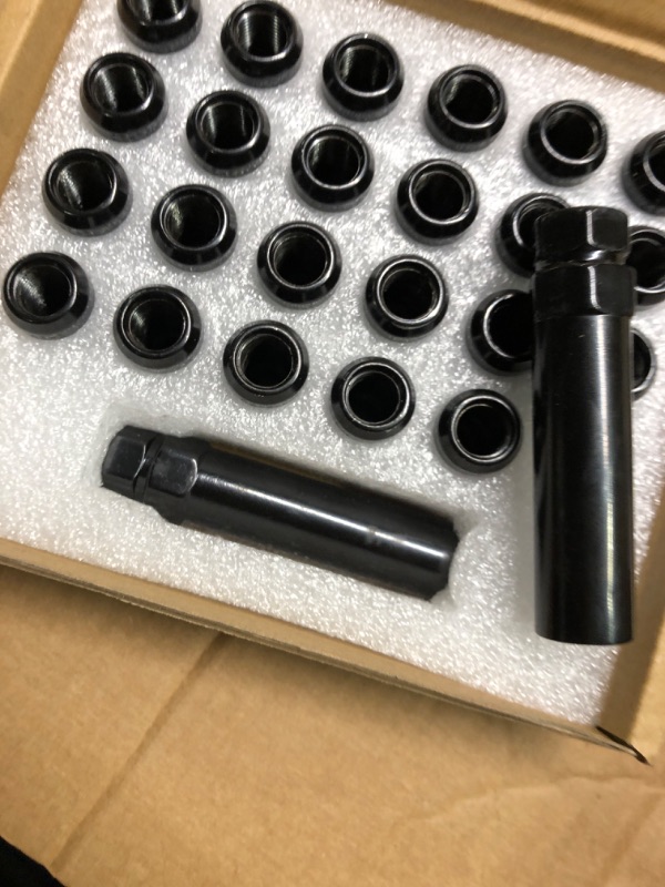 Photo 3 of 1/2-20 Acorn Lug Nuts 1/2x20 Lug Nuts Black Set of 23 pcs 6 Spline Lug Nuts 1.38" Long Closed End Aftermarket Wheel Lug Nut Fit for 1987-2018 Jeep Wrangler,1993-2010 Jeep Grand Cherokee