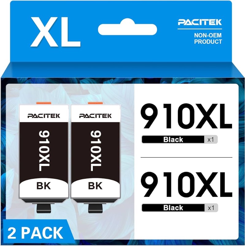 Photo 1 of PACITEK 910XL Black Ink Compatible with HP 910xl Black Ink 910 XL Black Ink cartridges for hp Printers Work with HP OfficeJet Pro 8020 8025 8025e 8035 8028 8022 8015 8018 Printer,high Yield 2 Pack