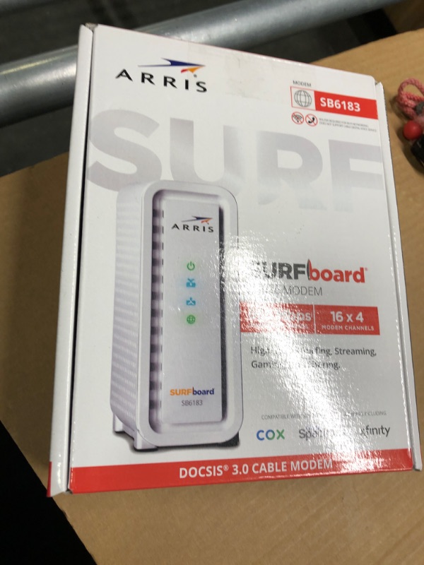 Photo 2 of ARRIS Surfboard SB6183 DOCSIS 3.0 Cable Modem (400 Mbps Max Internet Speed) & W21 AX6600 WiFi 6 Mesh Ready Router Bundle (WiFi Coverage up to 2,750 sq ft) | Mesh with Your Cable Internet DOCSIS 3.0 Modem + AX6600 Mesh Router