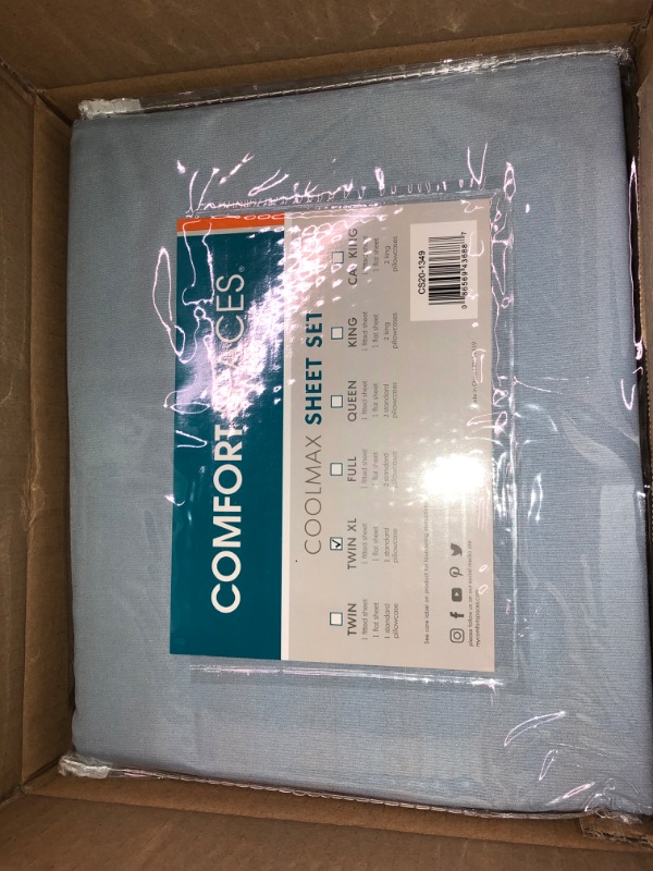 Photo 1 of Comfort Spaces Coolmax Moisture Wicking Sheet Set Soft, Fade Resistant, All Elastic Deep Pocket Fits Up to 16" Mattress - Warm Weather Cooling Sheets for Night Sweats, Twin XL, Blue, 3 Piece Blue Twin XL Sheets set