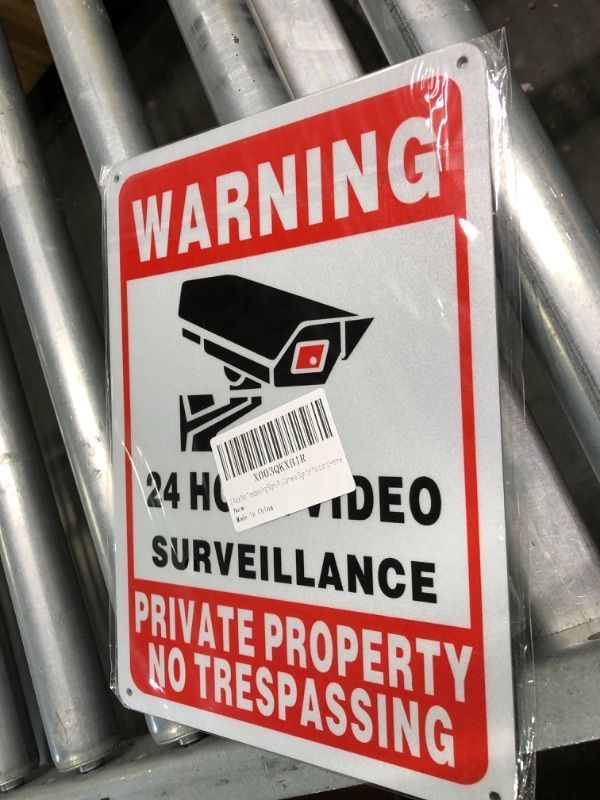 Photo 2 of 2 Pack No Trespassing Signs Private Property, Metal 24 Hour Video Surveillance Signs for Home and Outdoor, Aluminum 10 * 7 inchs, Warning Signs for Property,Security Camera Sign for Yard and Home