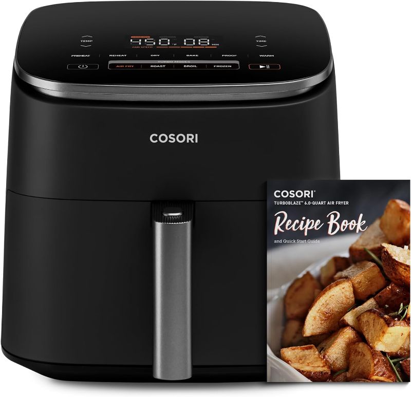 Photo 1 of *** NOT FUNCTIONAL****COSORI Air Fryer TurboBlaze 6Qt, 9-in-1 Airfryer, 5 Speeds Dry, Roast, Proof, 15-MINS In-App Recipes, Compact, Quickly Cook, 95% Less Oil for Healthy Meals, Easy Clean, Dark Gray