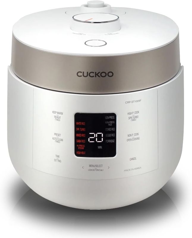 Photo 1 of ***FRAME IS CRACKED*** 

CUCKOO HP Twin Pressure Rice Cooker 16 Menu Options: White, GABA, Veggie, Porridge, & More, Fuzzy Logic Tech, Energy Saving, 10 Cups / 2.5 Qts. (Uncooked) CRP-ST1009F White, Stainless Steel Feature