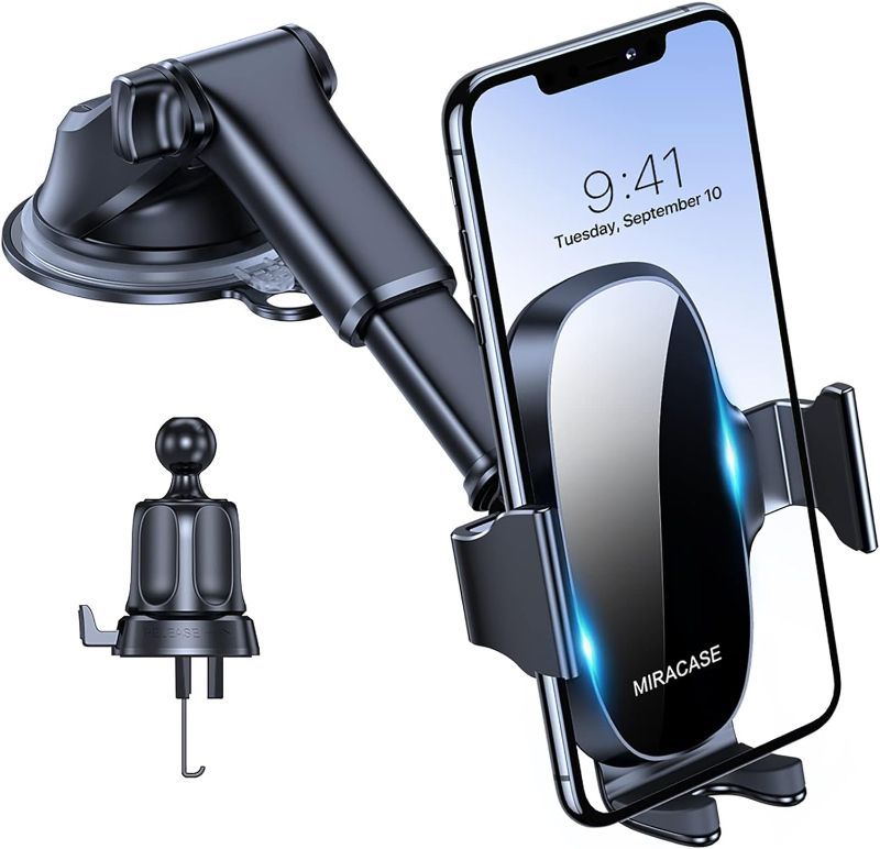 Photo 1 of Miracase 3-in-1 Cell Phone Holders for Your Car, Universal Car Phone Holder Mount for Dashboard Air Vent Windshield Compatible with iPhone 15 14 13 12 13 Pro Max Xs XR X, Galaxy Black