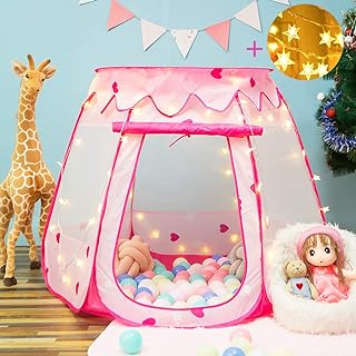 Photo 1 of Crayline Pop Up Princess Tent with Star Light, Toys for 1 Year Old Girl Birthday Gift, Ball Pit for Babies, Toddlers Girls Toys, Easy to Pop Up and Assemble