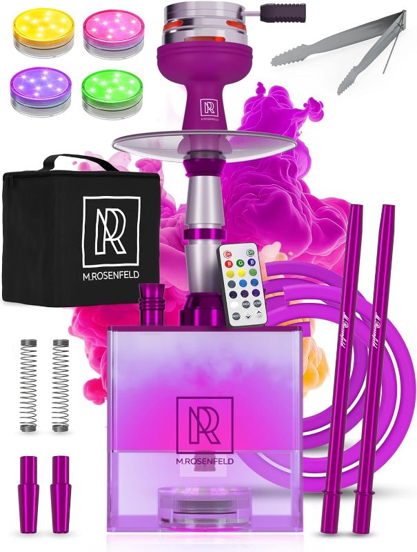 Photo 1 of Purple Hookah Set 2 Hose - Purple Hookah Set with Everything - YADO Square Purple Hookah With Case with Hookah Coal Holder & Amazing Led Light Remote & Big Silicone Hookah Bowl & Bag for Shisha
Visit the M. ROSENFELD Store