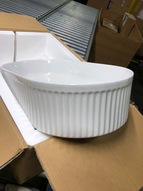 Photo 4 of 19" Bathroom Sink Oval, Ceramic Vessel Sink, White Bathroom Sink Above Counter