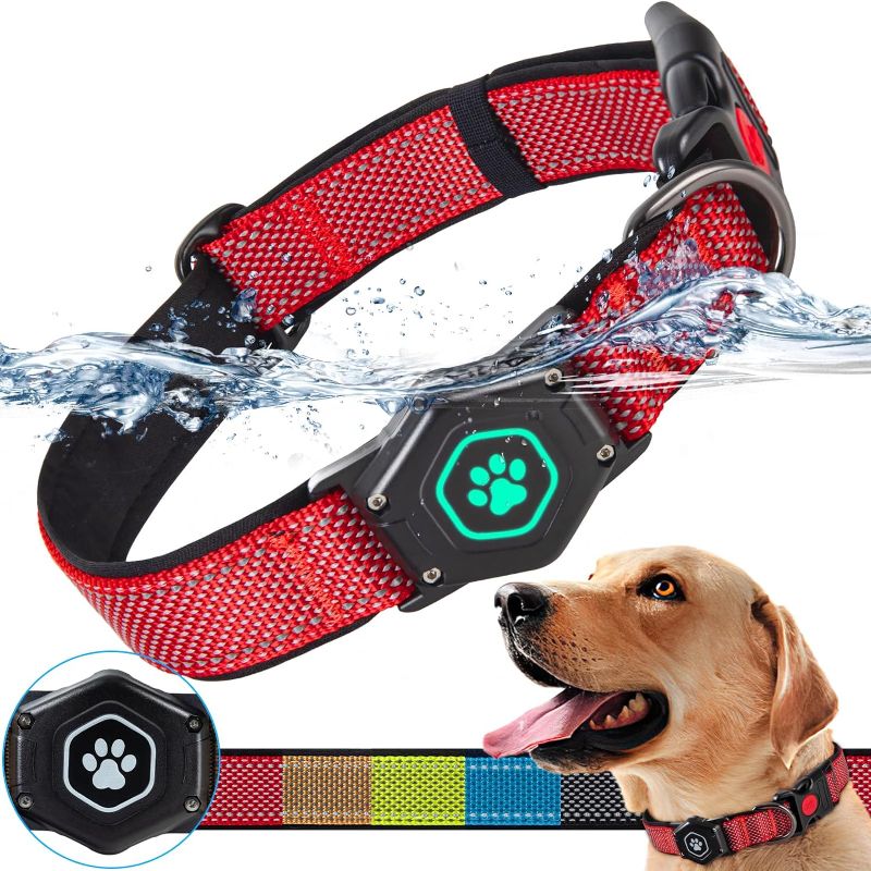 Photo 1 of ***** MAJOR DAMAGED******
 Dog Collar with Waterproof Air tag Holder, Luminous & Reflective,Comfortable and Durable 1000D Nylon, Dual Safety Buckle,Fit for Medium or Heavy Duty Large and Active Dogs?Airtag not Included?