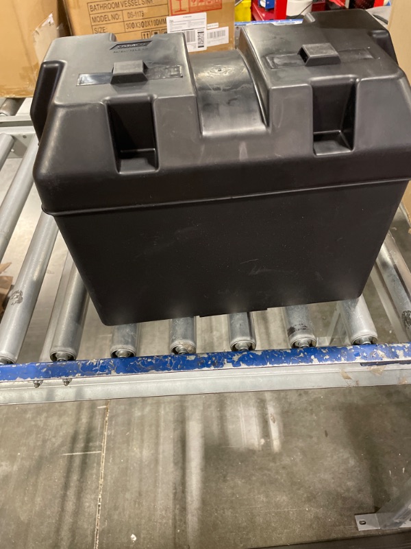 Photo 2 of Camco Heavy Duty Battery Box with Straps and Hardware - Group 24 |Safely Stores RV, Automotive, and Marine Batteries |Durable Anti-Corrosion Material | Measures 7-1/4" x 10-3/4" x 8" | (55363) Frustration Free Packaging Regular Battery Box