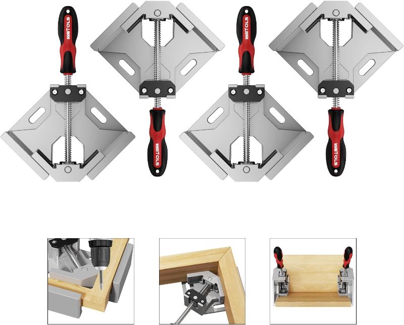 Photo 1 of  WETOLS Corner Clamp 4pcs - 90 Degree Right Angle Clamp - Single Handle Corner Clamp with Adjustable Swing Jaw Aluminum Alloy, Photo Framing, Tools for Men Gifts- WE709