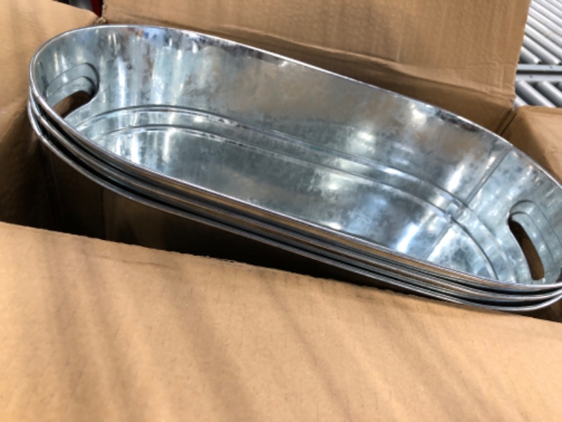 Photo 1 of 3 Pcs Galvanized Tub 3 Gallon Ice Bucket Metal Drink Buckets for Parties Beer Beverage Tub with Carry Handles for Champagne Cocktails Wine Cooling for Mimosa Bar Supplies 
