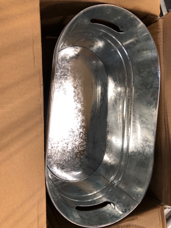 Photo 1 of 3 Pcs Galvanized Tub 3 Gallon Ice Bucket Metal Drink Buckets for Parties Beer Beverage Tub with Carry Handles for Champagne Cocktails Wine Cooling for Mimosa Bar Supplies 