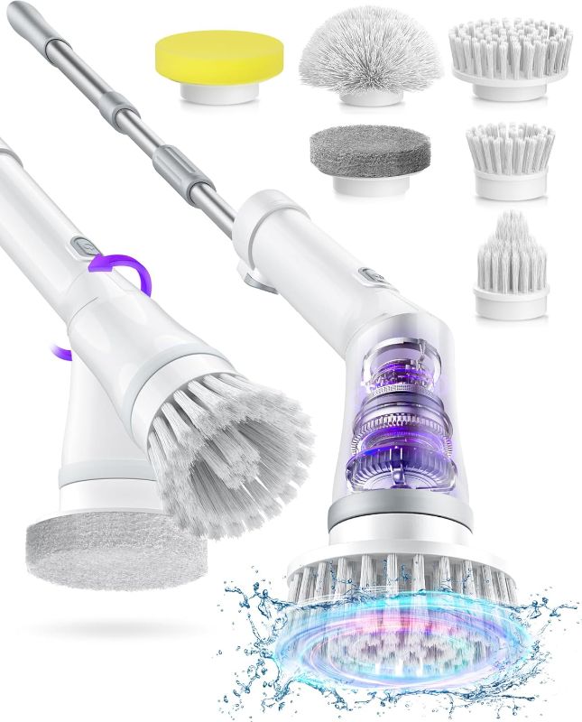 Photo 1 of *** MISSING PARTS***
Electric Spin Scrubber, Cordless Cleaning Brush IPX7 Waterproof with 6 Replaceable Brush Heads, 2H Power Dual Speed, Shower Scrubber with Extension Handle for Bathroom Tub Tile Floor Car
