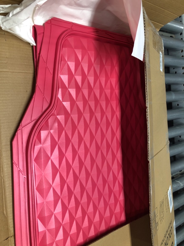 Photo 2 of CAR PASS Heavy Duty Rubber Car Mats, Deep Dish All-Weather Floor Mat for Car Full Set Durable Anti-Slip 3D Rhombus Waterproof Trim to fit Liner Universal Fit Automotive,Sedan,SUV,Truck, 3 Piece Pink Front and Rear[3PCS] Pink