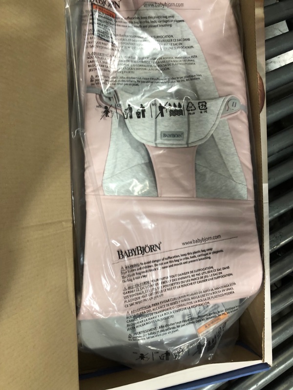 Photo 2 of BABYBJORN Bouncer Balance Soft - Light Pink/Gray, Jersey Cotton Cotton/Jersey Light Pink/Gray