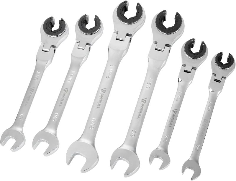 Photo 1 of Anbull SAE Ratcheting Wrench Set with Open Flex-head 72 Gears CR-V Chrome Vanadium Steel