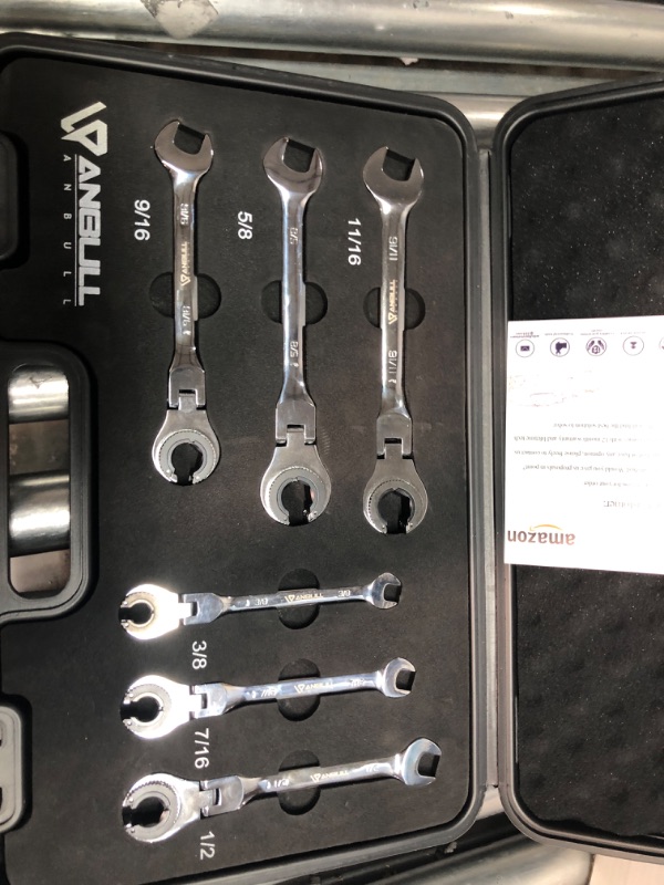 Photo 2 of Anbull SAE Ratcheting Wrench Set with Open Flex-head 72 Gears CR-V Chrome Vanadium Steel