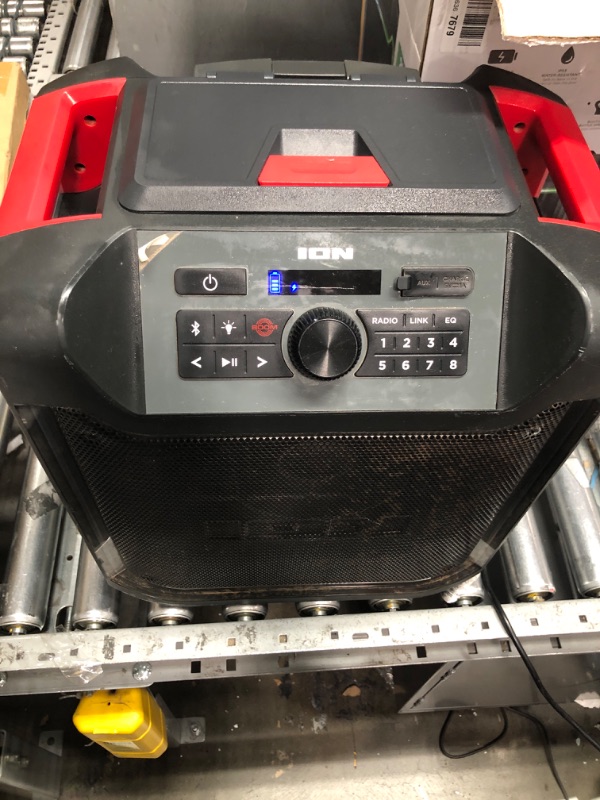 Photo 2 of ***DAMAGED - USED AND DIRTY - SHUTS OFF QUICKLY - SEE COMMENTS***
ION iPA125C Pathfinder 280° 8-in. 120-Watt All-Weather Bluetooth Rechargeable Speaker with FM Radio and LED Lighting