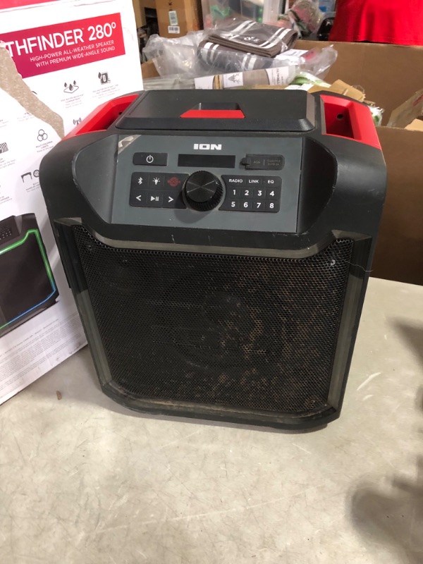 Photo 6 of ***DAMAGED - USED AND DIRTY - SHUTS OFF QUICKLY - SEE COMMENTS***
ION iPA125C Pathfinder 280° 8-in. 120-Watt All-Weather Bluetooth Rechargeable Speaker with FM Radio and LED Lighting