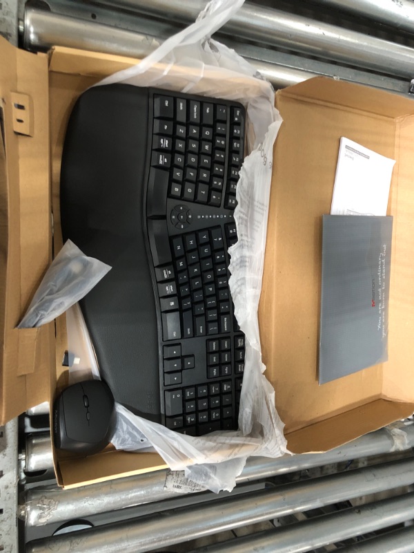 Photo 1 of MEETION Ergonomic Wireless Keyboard and Mouse, Ergo Keyboard with Vertical Mouse, Split Keyboard with Cushioned Wrist, Palm Rest, Natural Typing, Rechargeable, Full Size, Windows/Mac/Computer/Laptop
