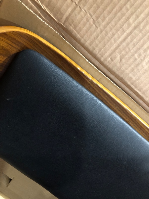 Photo 3 of ***USED - DAMAGED - LEATHER TORN - WOOD CHIPPED - SEE PICTURES - PARTS LIKELY MISSING***
Armen Living Panda Dining Chair in Black Faux Leather and Walnut Wood Finish, 25"D x 20"W x 31"H