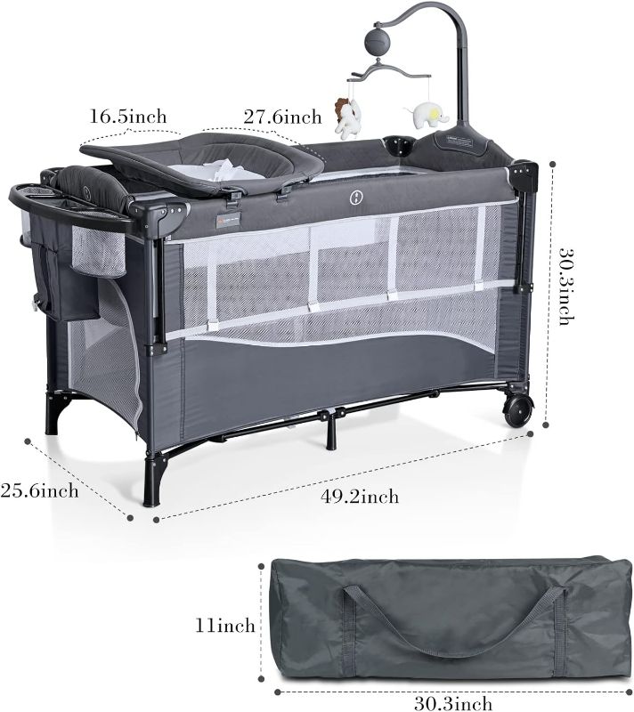 Photo 3 of (READ FULL POST) ANGELBLISS 5 in 1 Baby Bassinet Bedside Sleeper, Rocking Bassinet for Baby, Easy Folding Portable Playards, Pack and Play with Mattress, Diaper Changer and Music Mobile