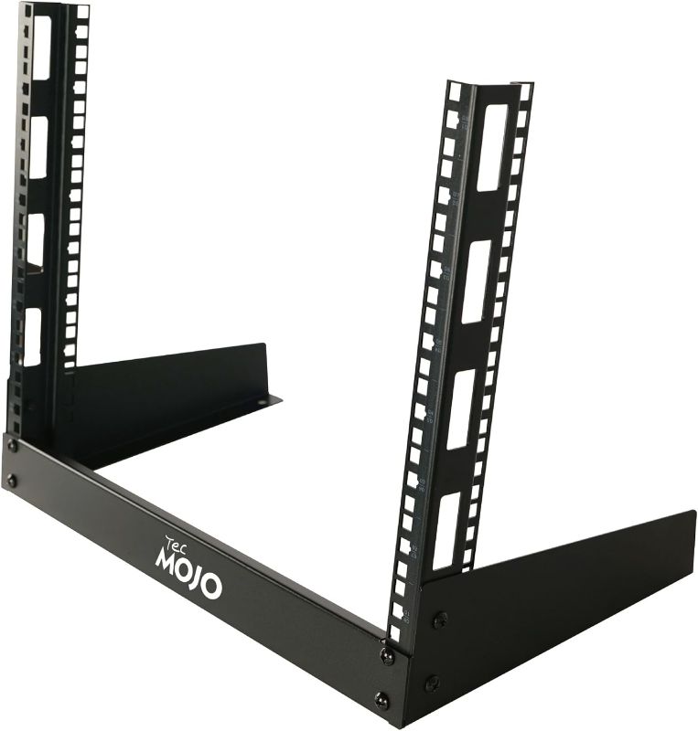 Photo 1 of 2 Post 8U Desktop Sever Rack Small Open Frame Rack for 19 inch AV/Data/Audio/Studio Equipment Free Standing Home/Office Rack (8U)
