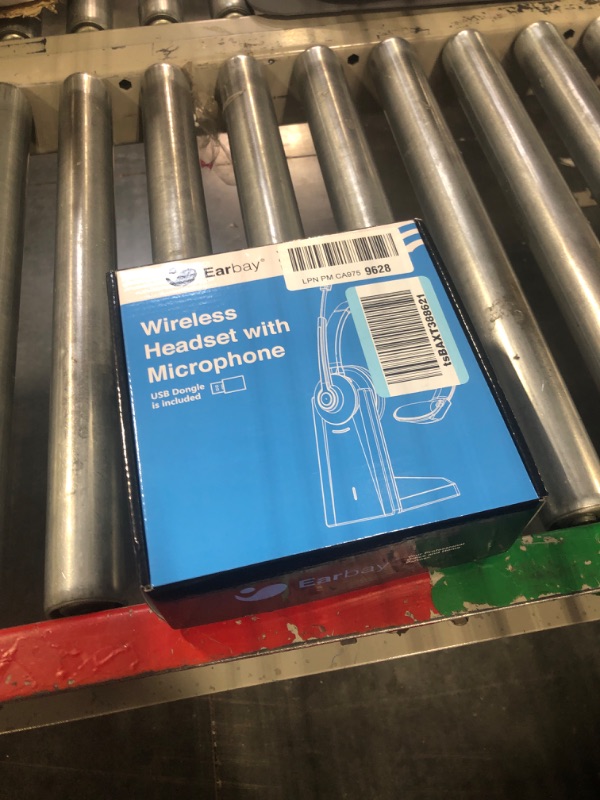 Photo 2 of Earbay Bluetooth Headset, Wireless Headset with Noise Canceling Mic &USB Dongle, Computer Headset for Work with Charging Base, Wireless Headphones with Mute Button for Call Center/Office/Trucker White 01