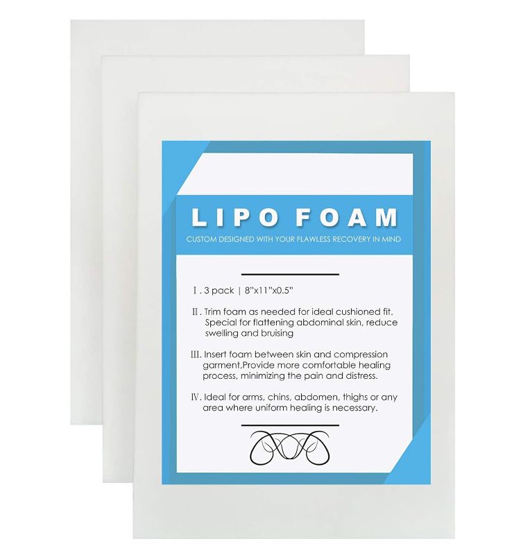 Photo 1 of Moolida 3 Pack Lipo Foam - Post Surgery Ab Board for Use with Post Liposuction Surgery Flattening Abdominal Compression Garments Liposuction Foam pads for Recovery 8"X11"
