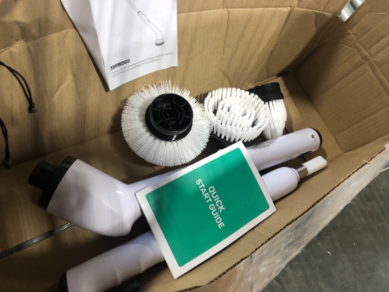 Photo 3 of **USED** ** MISSING PARTS** Keimi Electric Spin Scrubber, 2023 New Cordless Voice Prompt Shower Cleaning Brush with 8 Replaceable Brush Heads, 3 Adjustable Speeds, and Adjustable Extension Handle for Bathroom Floor Tile