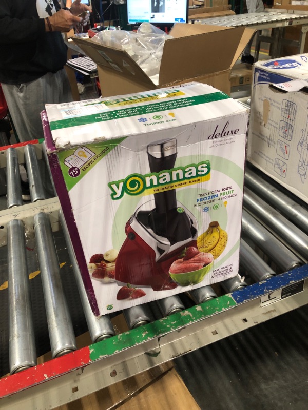 Photo 2 of **USED** Yonanas 988RD Deluxe Vegan Non-Dairy Frozen Fruit Soft Serve Dessert Maker, Red & 902 Classic Vegan Non-Dairy Frozen Fruit Soft Serve Dessert Maker, BPA Free, Includes 36 Recipes, 200-Watts, Silver ****CAN BE USED FOR PARTS**** 