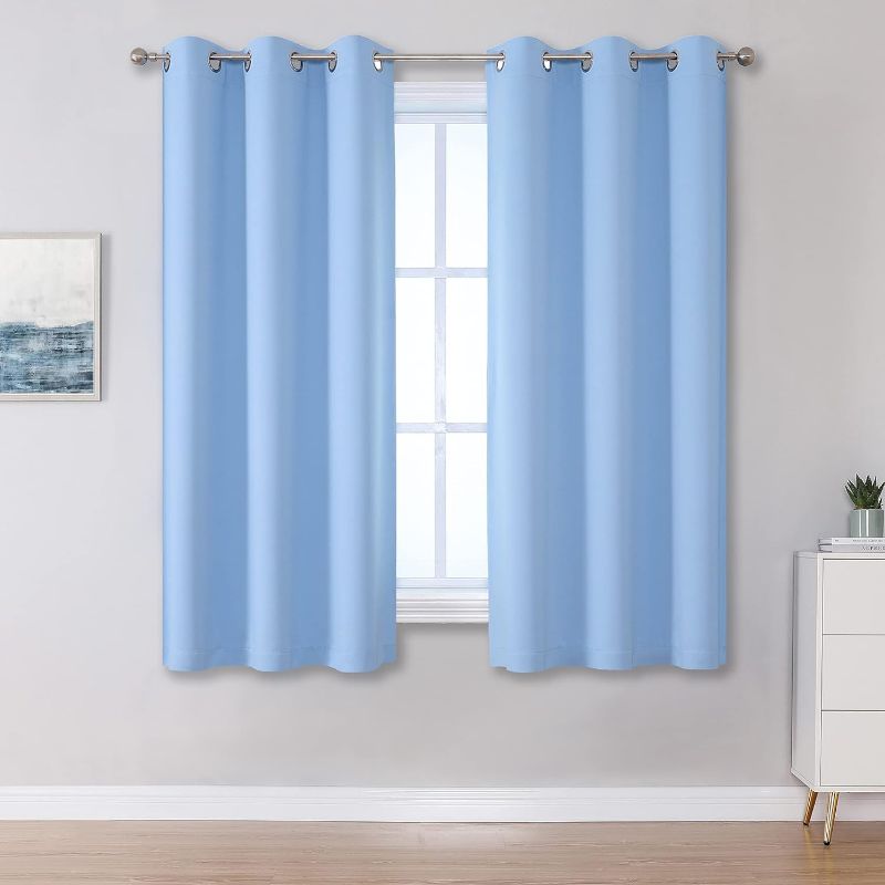 Photo 1 of DUALIFE french blue Blackout Curtains 38 x 54 Inch Length 2 Panels Energy Efficient Room Darkening Bedroom Curtains Thermal Insulated Grommet Top Lightfrench blue
