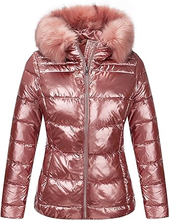 Photo 1 of Bellivera Womens Lightweight Puffer Jacket, Winter Coats for Women Warm Quilted Bubble Padded Hood Coat with Faux Fur Collar
