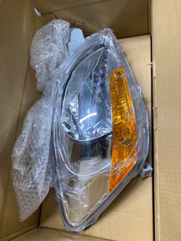 Photo 3 of Chrome Housing Headlights Headlamps Assembly with Amber Corner Compatible with 2007-2011 Toyota Yaris Driver and Passenger Side 8117052740 8113052750 "RIGHTSIDE"