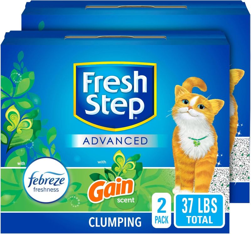 Photo 1 of Fresh Step Advanced Refreshing Gain Scented Clumping Clay Cat Litter, 18.5-lb box, 2 pack