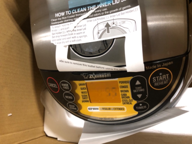 Photo 3 of Zojirushi Pressure Induction Heating Rice Cooker & Warmer, 5.5Cup, Stainless Black, Made in Japan ** Broken has error code about lid not locked , for parts only ** 