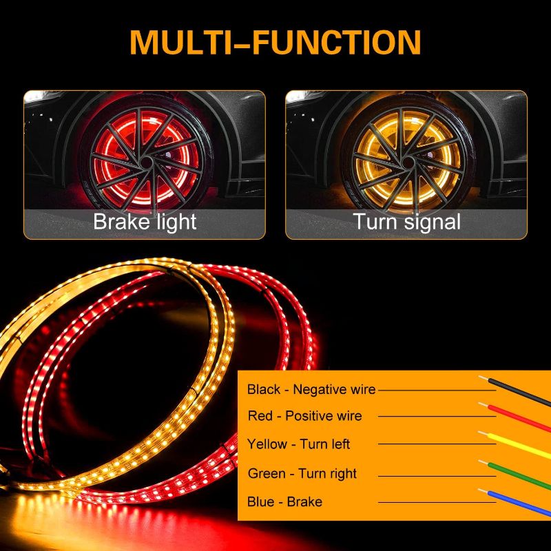 Photo 1 of LuminShack 17.5inch RGB LED Wheel Lights, Wheel Lights for Truck Bluetooth Control w/Turn Signal and Braking Function can Controlled by Remote and APP