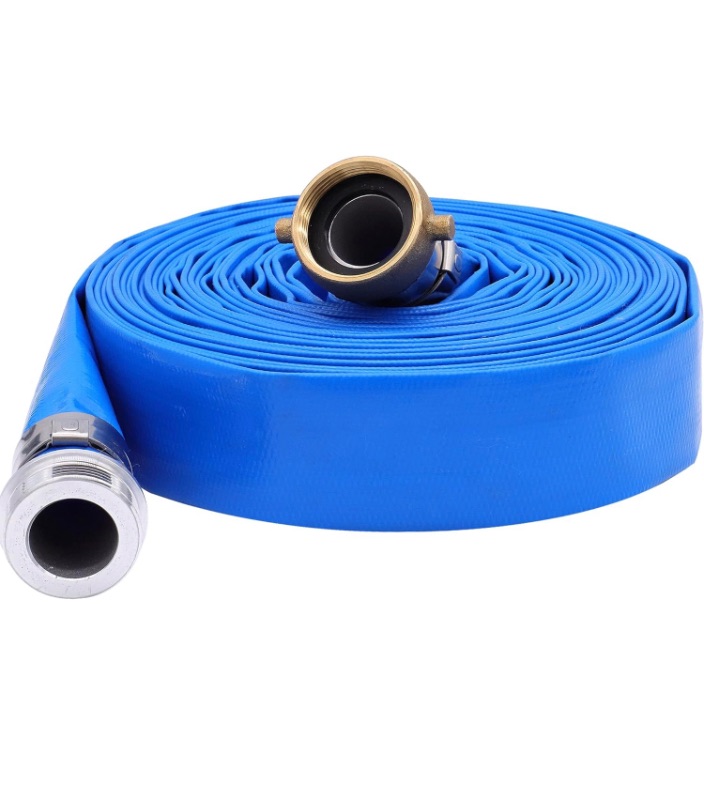 Photo 1 of 2" x 100? PVC Lay Flat Water Pump Discharge Hose With Aluminum Pin Lug Fittings, Heavy Duty Reinforced Pool Backwash Hose Assembly