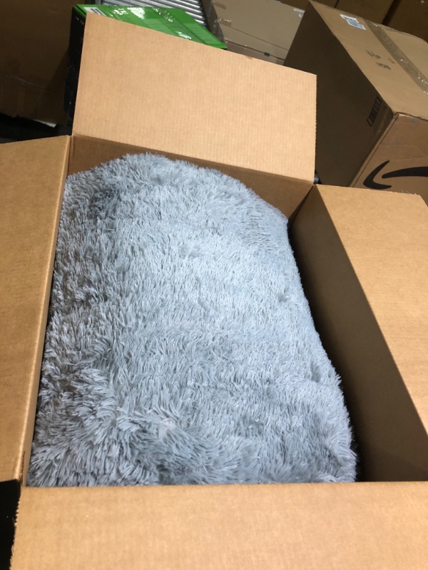 Photo 2 of  Fluffy Soft Grey Area Rug  for Bedroom, Large Shag Bedroom Rugs for Girls Room Kids, Shaggy Thick Living Room Rug Carpet, Not Shed Indoor Furry Carpets for Home Decor
