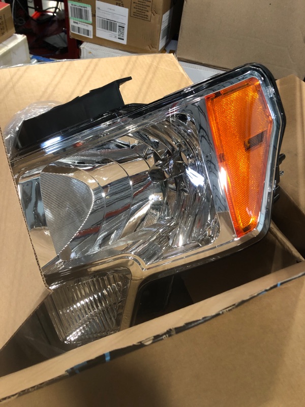 Photo 3 of DNA Motoring OEM-HL-0011-L Chrome Factory Style Driver Side Headlight Replacement For 09-14 F150 Chrome OEM-HL-0011-L