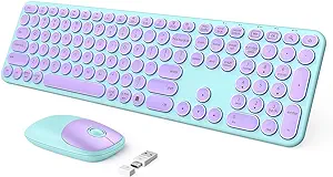 Photo 1 of seenda Purple Wireless Keyboard and Mouse, USB/Type C Wireless Keyboard Mouse for Win & Mac,...