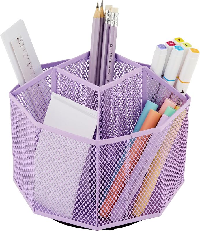 Photo 1 of Annova Mesh Desk Organizer Rotate with 5 Compartments Spinning Tidy Candy/Pen Holder Office, Art Supply, Storage, Classroom, Home (Light Purple)
Visit the Annova Store