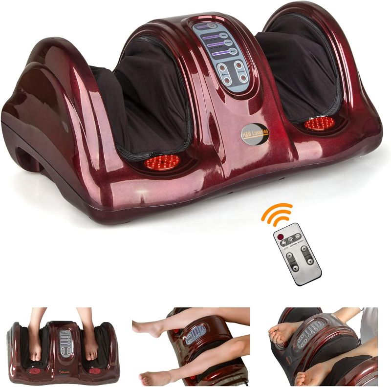 Photo 1 of H&B Luxuries Shiatsu Kneading Rolling Foot Massager Personal Health Studio ZH-9902-red, Foot Massage for Circulation and Pain Relief, Leg Calf Massager Machine for Plantar Fasciitis and Neuropathy