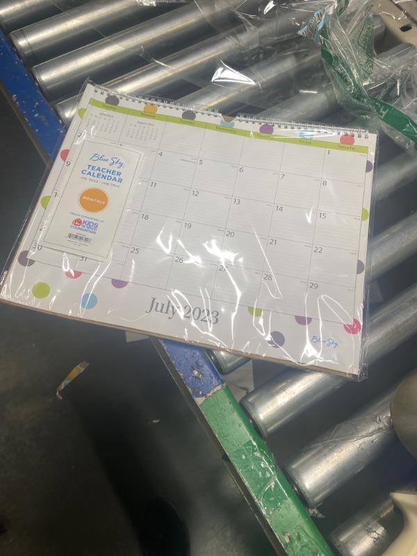 Photo 2 of Blue Sky 2023-2024 Academic Year Teacher Monthly Wall Calendar, 15" x 12", Wirebound, Ruled Blocks, Dots (100340-A24) New Edition