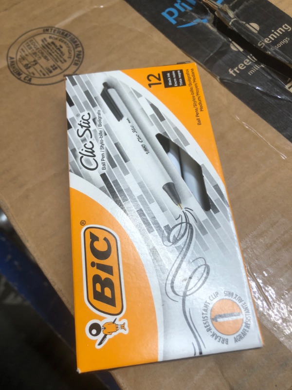 Photo 1 of BIC Clic Stic Retractable Ballpoint Pens, Medium Point, Black Ink, Dozen (90433/CSM11BK)