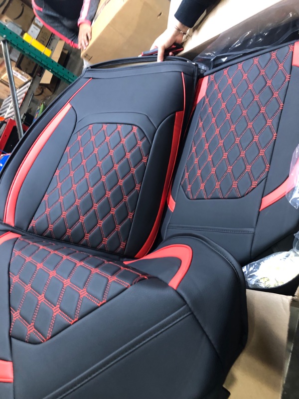 Photo 4 of Aierxuan Jeep Wrangler JK JL 4-Door Seat Covers Full Set Custom Fit 2007-2023 Unlimited X Rubicon 392 Sahara Willys Sport High Altitude 4X4 Truck Pickup Waterproof Leather (Full Set/Black-R)