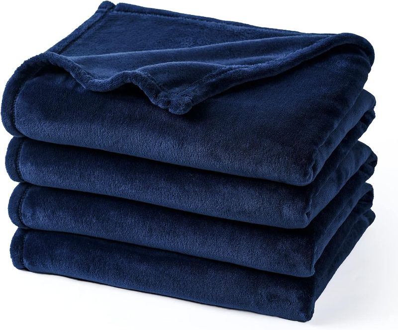 Photo 1 of  Soft Fleece Blanket Queen Size, No Shed No Pilling Luxury Plush Cozy 300GSM Lightweight Blanket for Bed, Couch, Chair, Sofa Suitable for All Season Navy Blue
